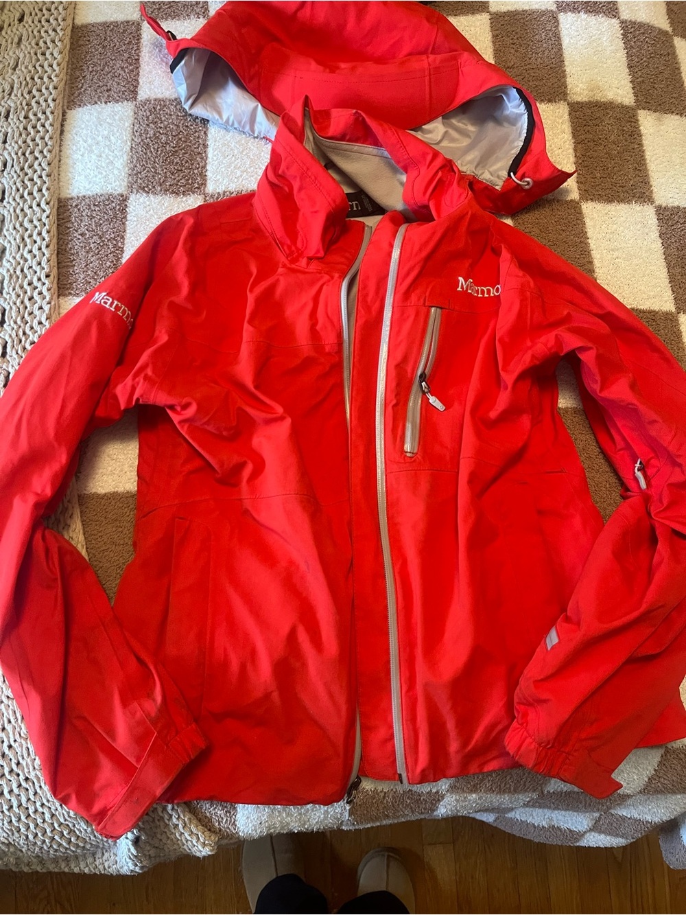 Marmot Bright Red Waterproof Hooded Ski Jacket
